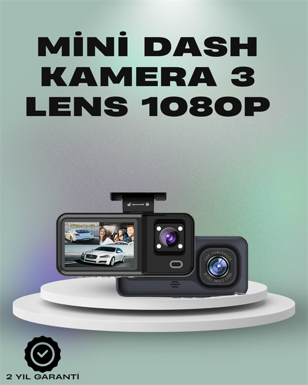 3 Kanallı Araç Kamerası – Full Hd 1080p Kayıt, 2” Ekran, Park Gözetimi Desteği ( Lisinya )