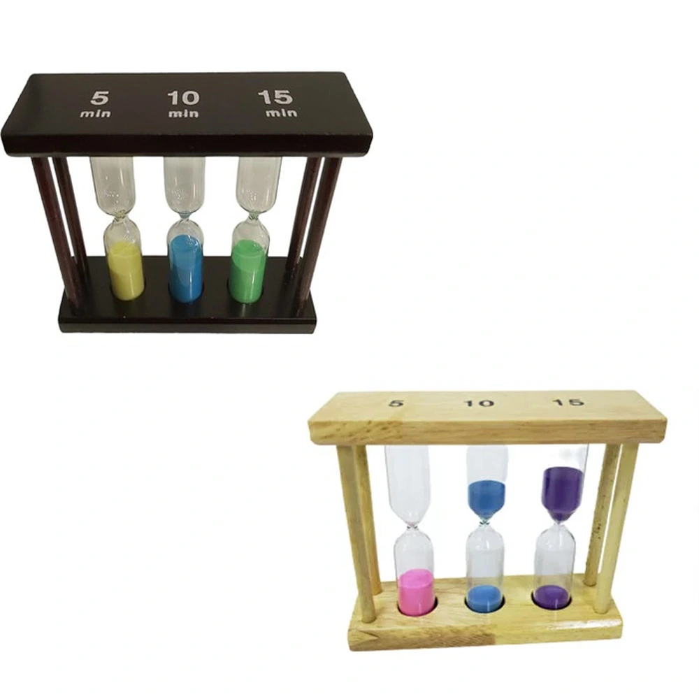 3'lü Ahşap Kum Saati 5-10-15 Dakikalık ( Lisinya )