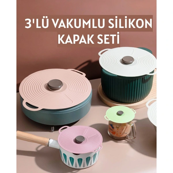 3'lü Vakumlu Silikon Kapak Seti ( Lisinya ) 3'lü Vakumlu Silikon Kapak Seti ( Lisinya )
