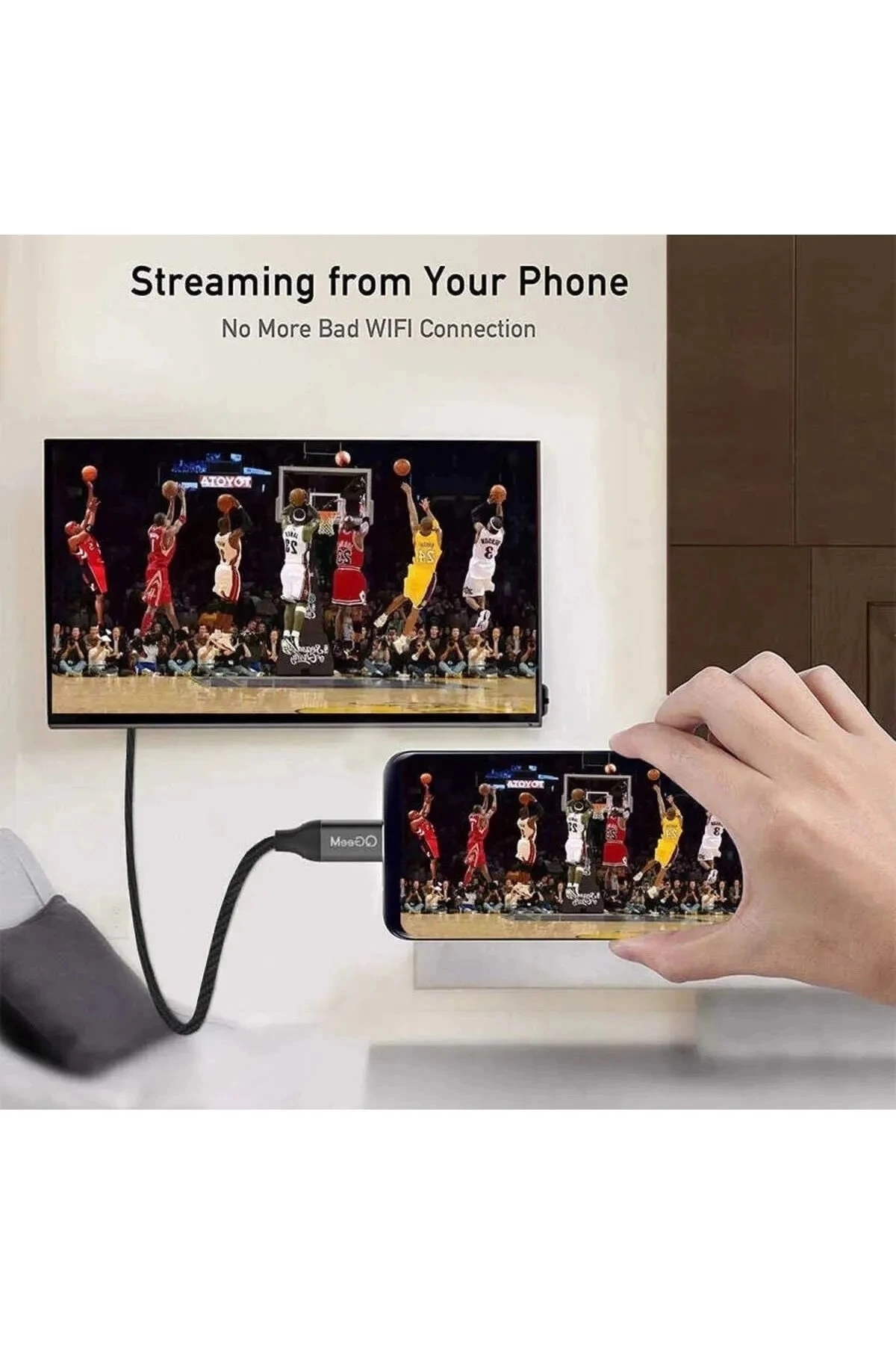 3 Metre 8 Gbps Hız 4k/30 Hz Type C To Hdmı Çevirici Dönüştürücü Tv Telefon Pc Hasır Bağlantı Kablosu ( Lisinya )