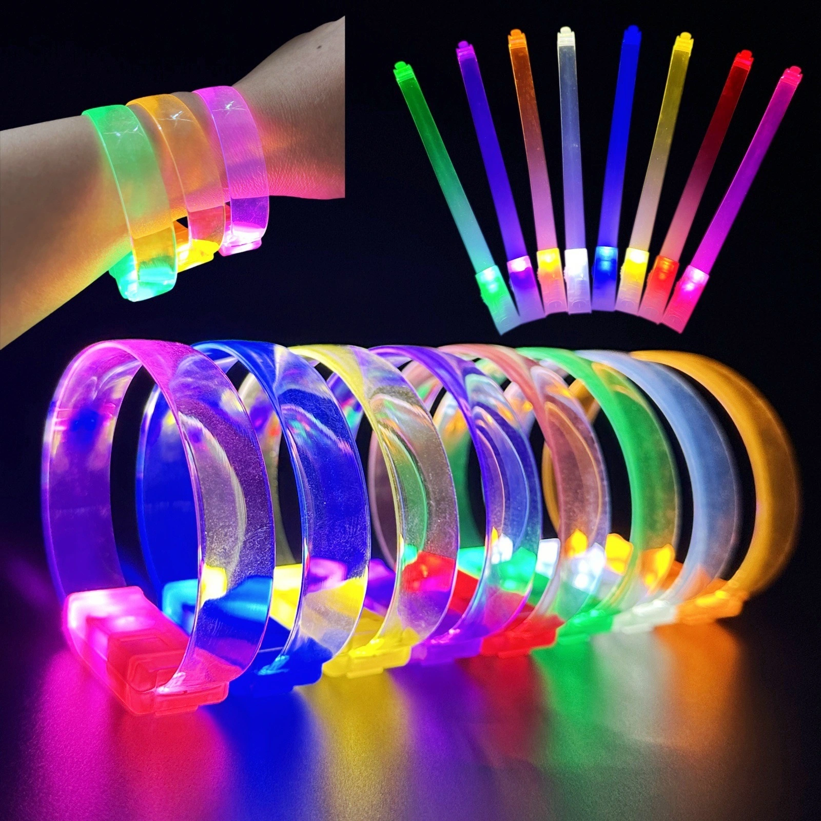 3 Modlu Pilli Led Işıklı Esnek Parti Bilekliği Pembe ( Lisinya ) 3 Modlu Pilli Led Işıklı Esnek Parti Bilekliği Pembe ( Lisinya )