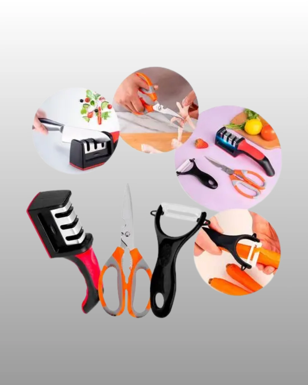 3 Parçalı Çok Fonksiyonlu Mutfak Makas Seti – Paslanmaz Çelik, Ergonomik Tasarım ( Lisinya )