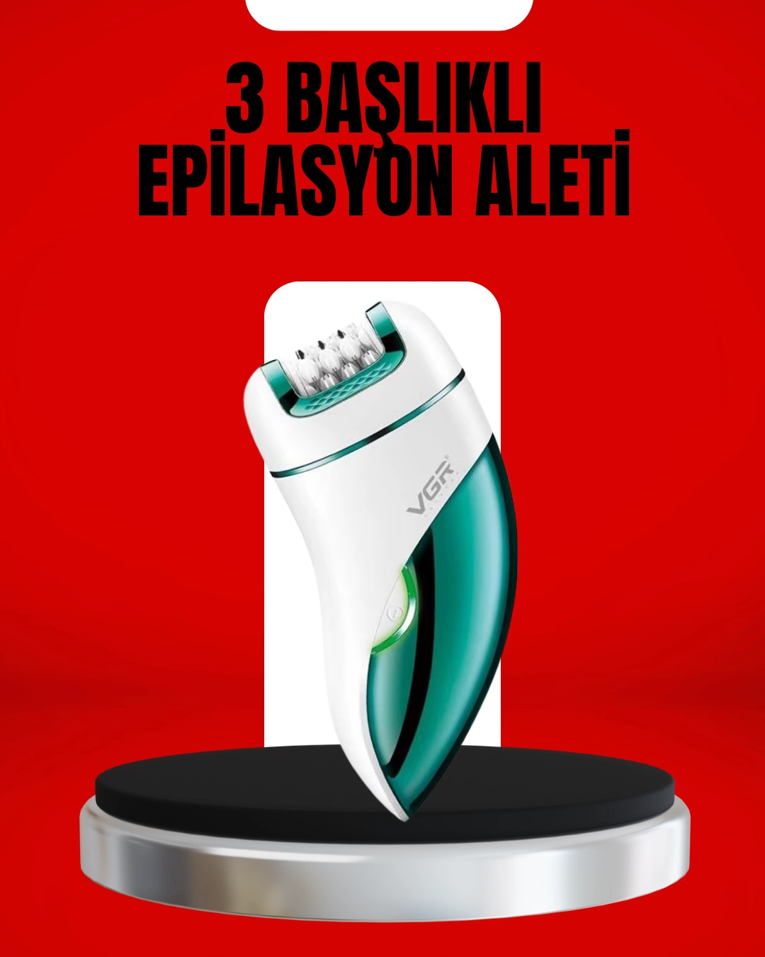 3'ü 1 Arada Epilatör Su Geçirmez Metal Başlıklı Led Işıklı 90 Dakika Şarjlı ( Lisinya )