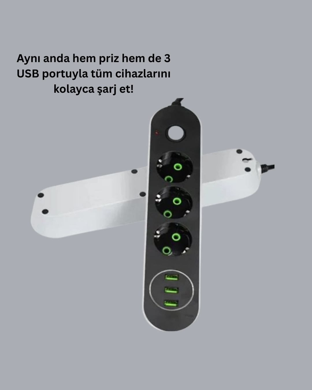 3 Usb Çıkışlı Hızlı Şarjlı Anahtarlı Üçlü Priz ( Lisinya )