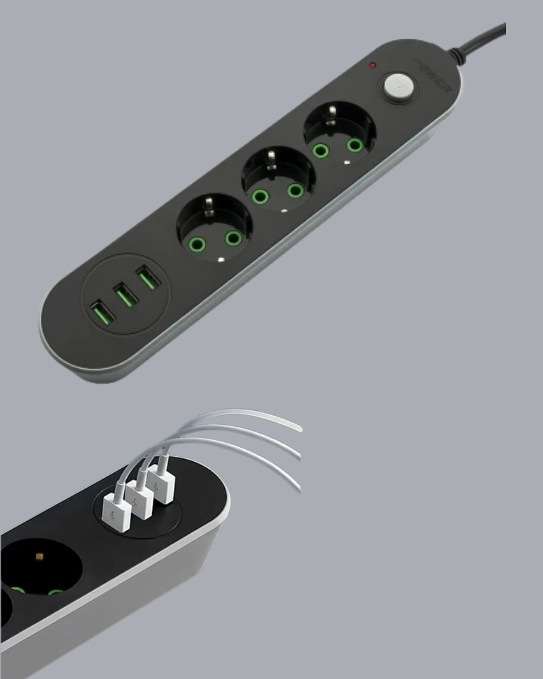 3 Usb Çıkışlı Hızlı Şarjlı Anahtarlı Üçlü Priz ( Lisinya )