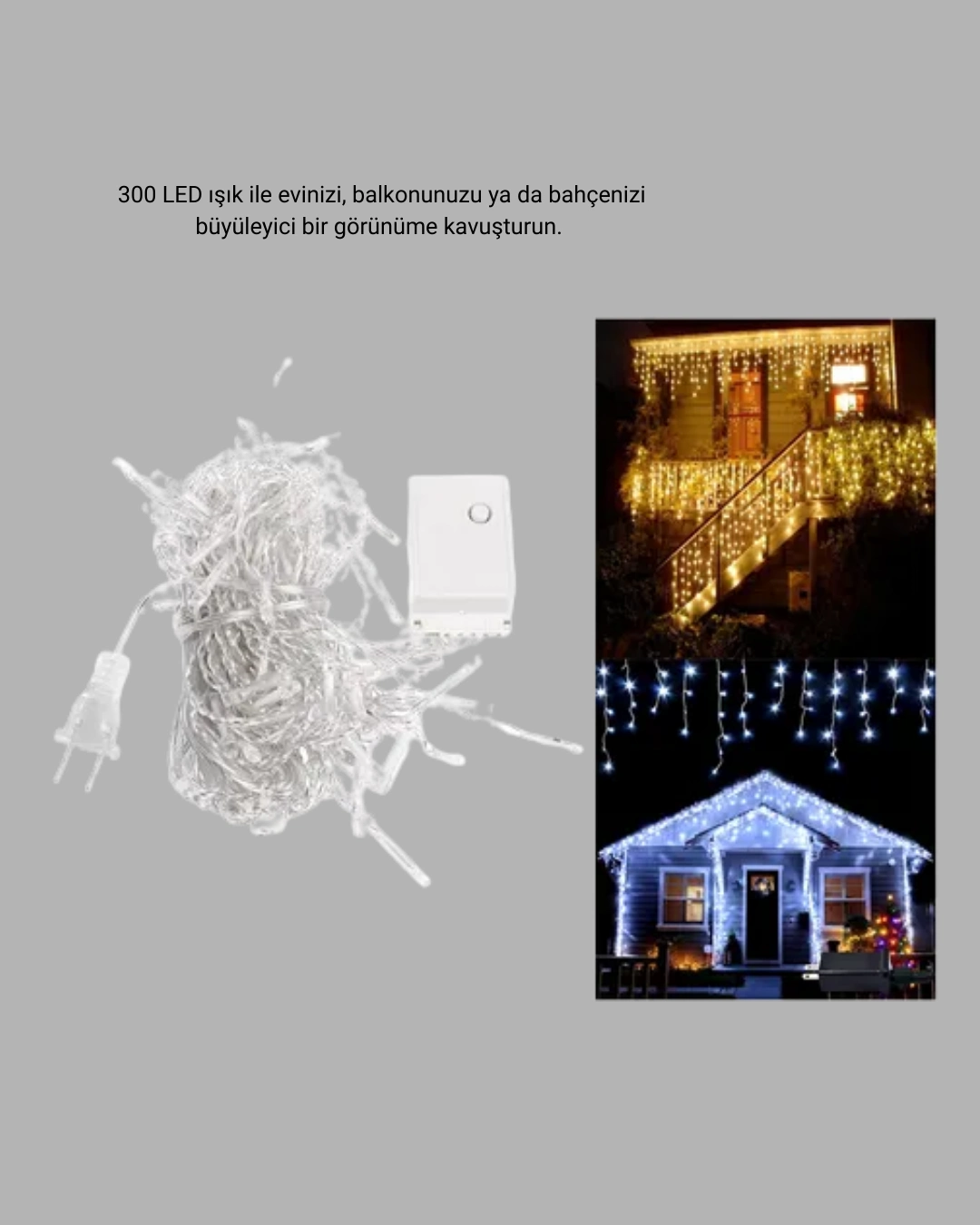 300 Led Perde Işık – Sıcak Beyaz Dekoratif Aydınlatma ( Lisinya )