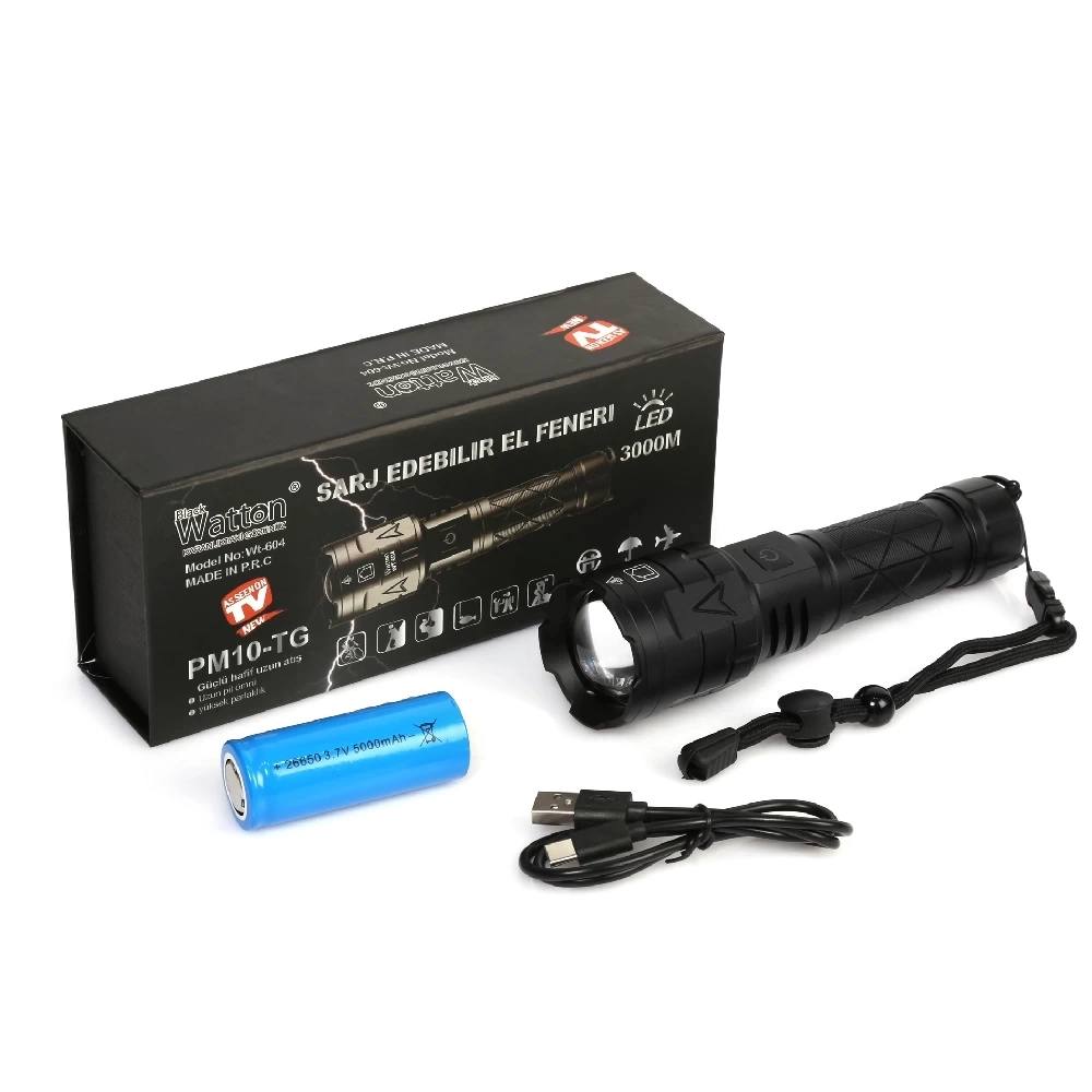 3000 Lümen Güçlü El Feneri  Wt-604 ( Lisinya )