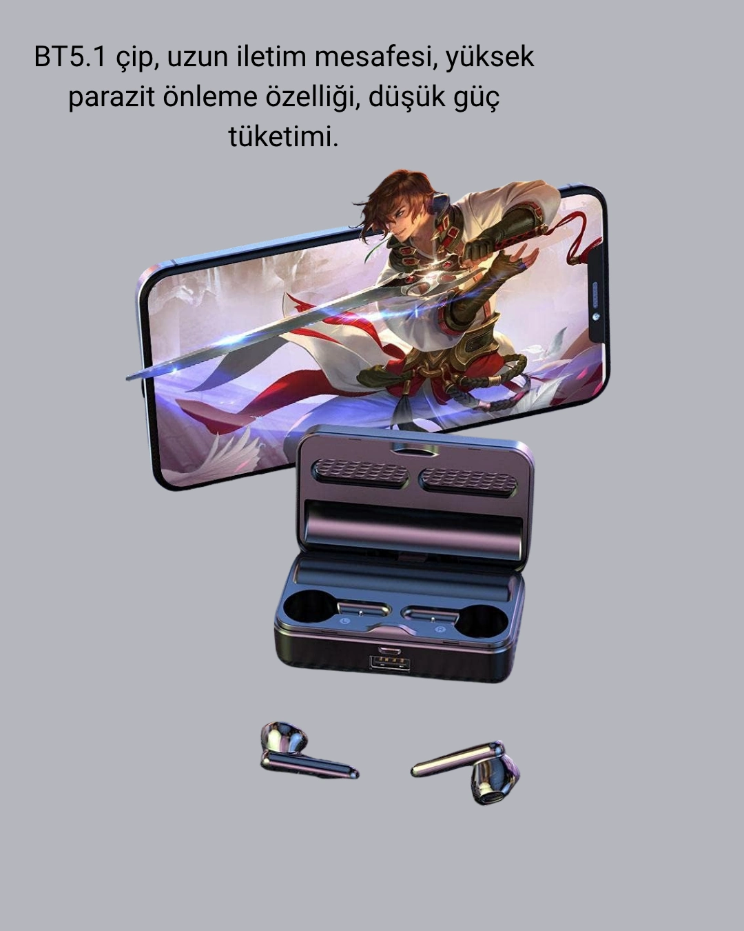 3500 Mah Şarj Kutulu Bluetooth 5.1 Kablosuz Kulaklık – Dokunmatik, Suya Dayanıklı ( Lisinya ) 3500 Mah Şarj Kutulu Bluetooth 5.1 Kablosuz Kulaklık – Dokunmatik, Suya Dayanıklı ( Lisinya )