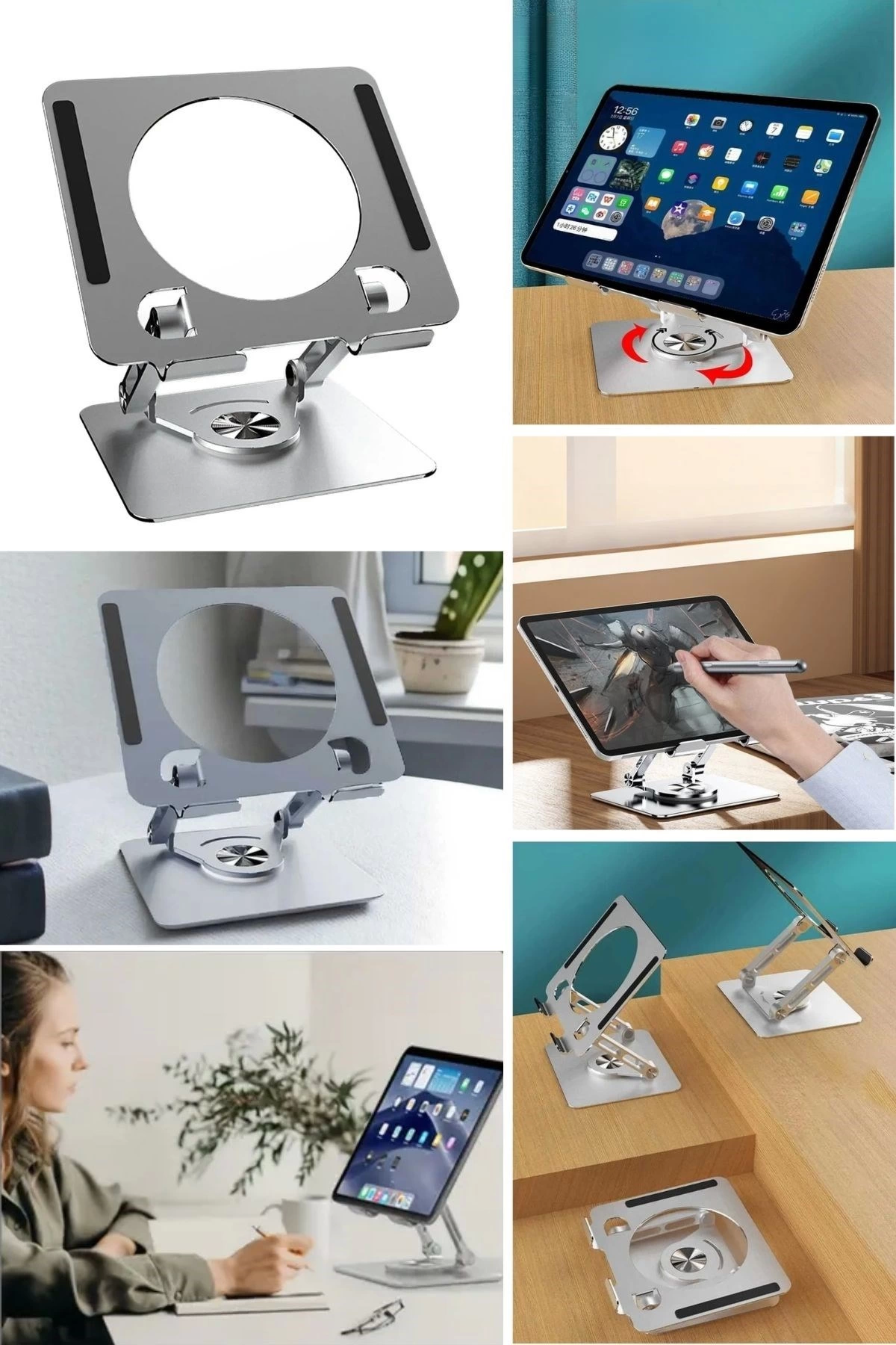 360 Derece Dönebilen Yükseltilmiş Masaüstü Ayarlanabilir Metal Tablet Standı ( Lisinya ) 360 Derece Dönebilen Yükseltilmiş Masaüstü Ayarlanabilir Metal Tablet Standı ( Lisinya )