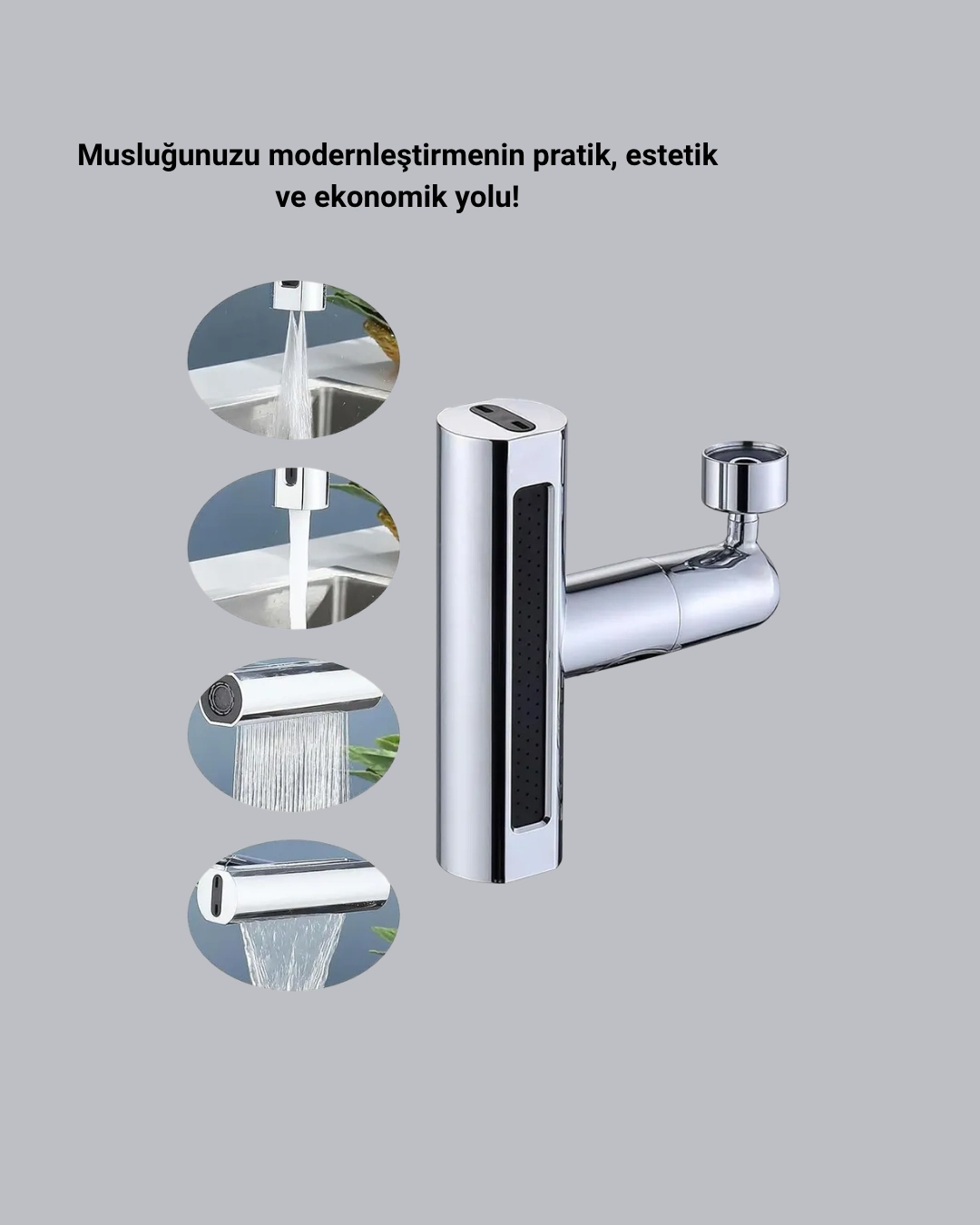 360° Dönebilen Musluk Başlığı 4 Fonksiyonlu Su Tasarruflu Ve Dayanıklı ( Lisinya )