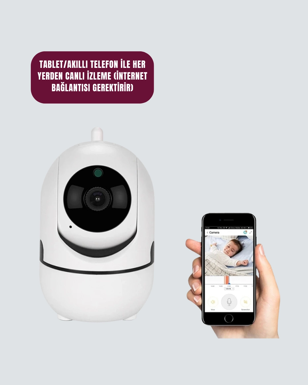 360° Dönen Akıllı Kablosuz Kamera – Uzaktan Kontrol Ve İki Yönlü Ses Özellikli ( Lisinya ) 360° Dönen Akıllı Kablosuz Kamera – Uzaktan Kontrol Ve İki Yönlü Ses Özellikli ( Lisinya )