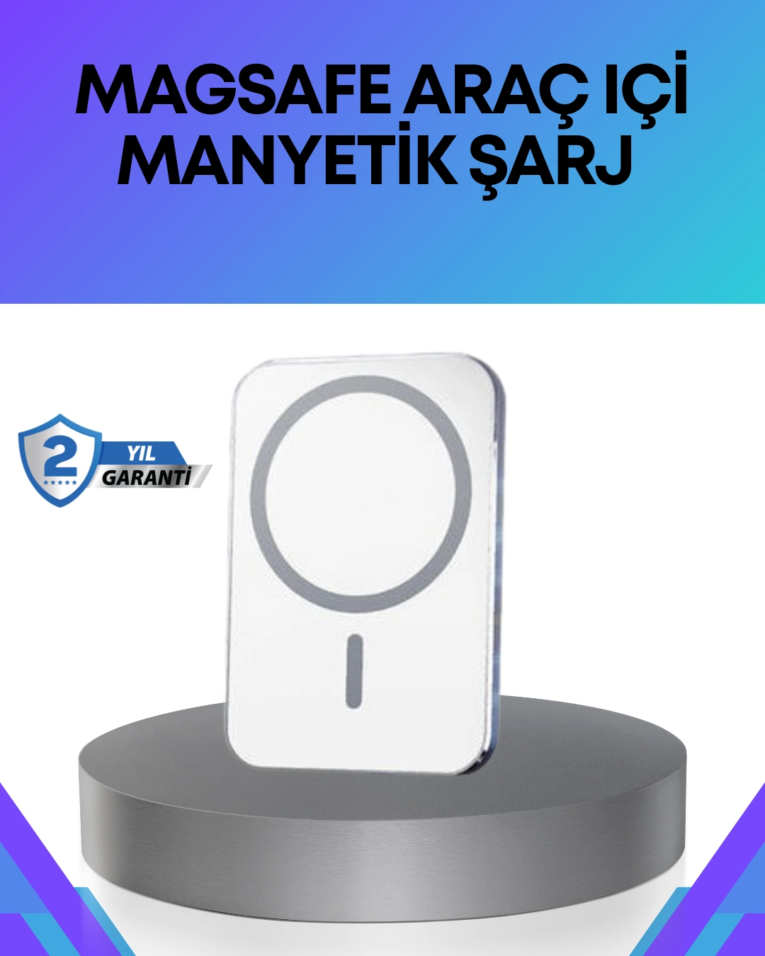 360° Döner Başlıklı Magsafe Araç Telefon Tutucu Hızlı Şarjlı ( Lisinya )