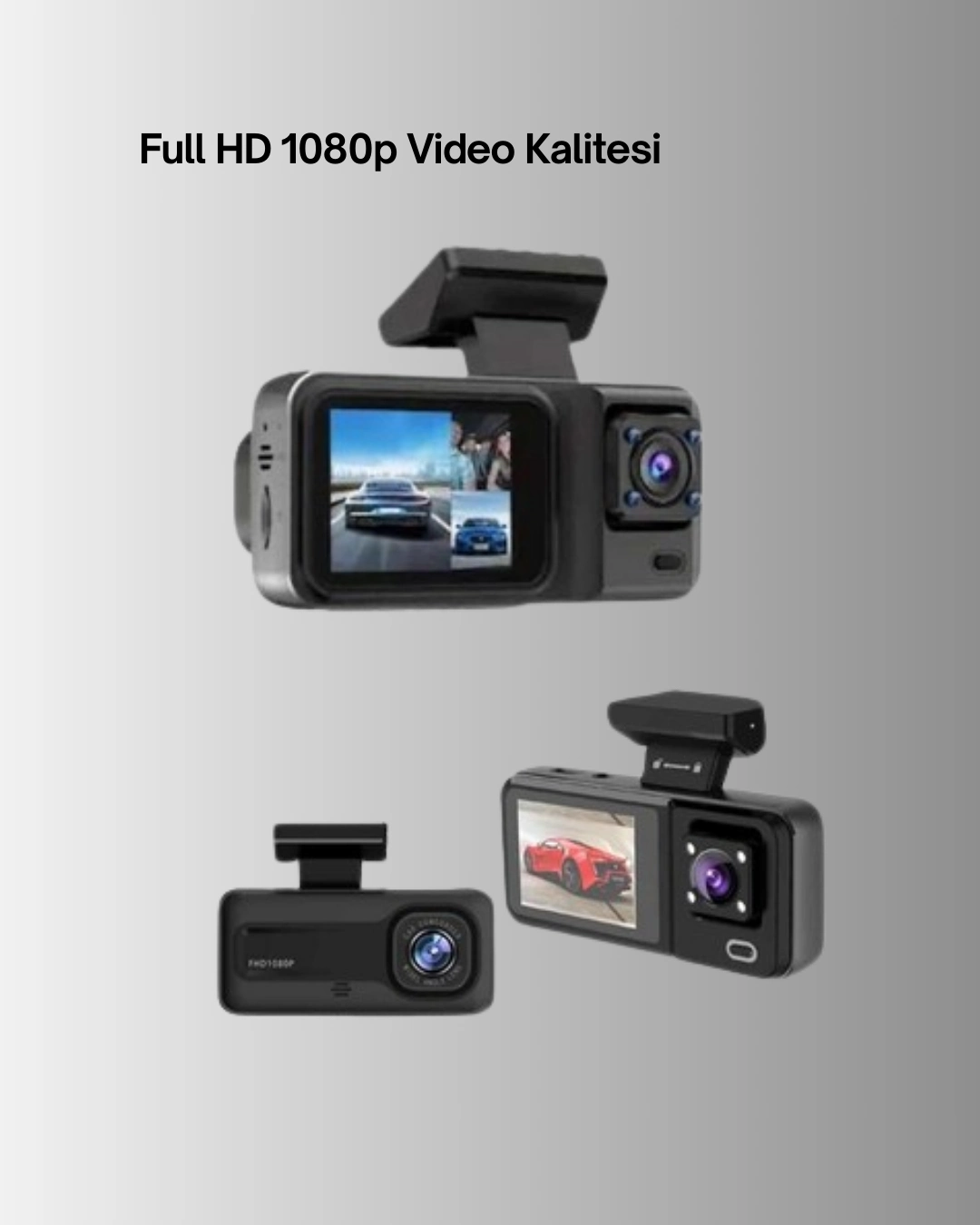360° Kapsama Sahip Full Hd Araç Kamerası 3’lü Kayıt Gece Görüşlü Dashcam ( Lisinya )