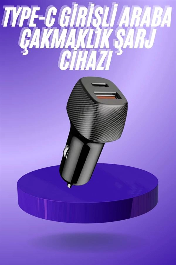 38w Usb Type-c Girişli Oto Çakmaklık Araç İçi Hızlı Şarj Çakmaklık Şarj Aleti ( Lisinya )