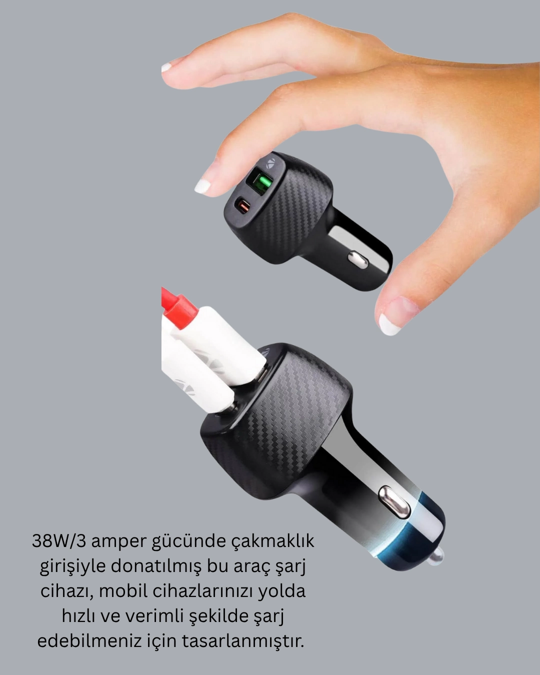 3a Güç Kapasiteli Usb & Type-c Çakmaklık Şarj Adaptörü ( Lisinya )