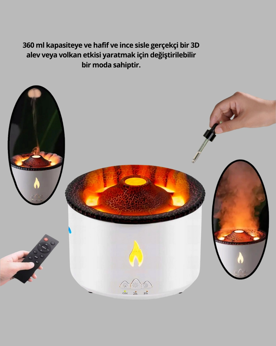 3d Alev Işıklı Aromaterapi Makinesi – 360 Ml Su Kapasiteli Sessiz Difüzör ( Lisinya ) 3d Alev Işıklı Aromaterapi Makinesi – 360 Ml Su Kapasiteli Sessiz Difüzör ( Lisinya )
