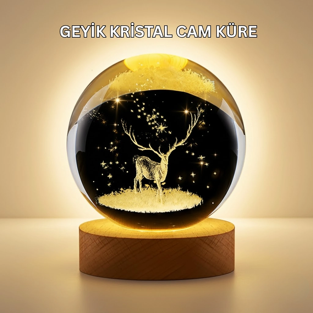 3d Lazer İşlemeli Geyik Kristal Küre Sıcak Işıklı Gece Aydınlatması ( Lisinya ) 3d Lazer İşlemeli Geyik Kristal Küre Sıcak Işıklı Gece Aydınlatması ( Lisinya )