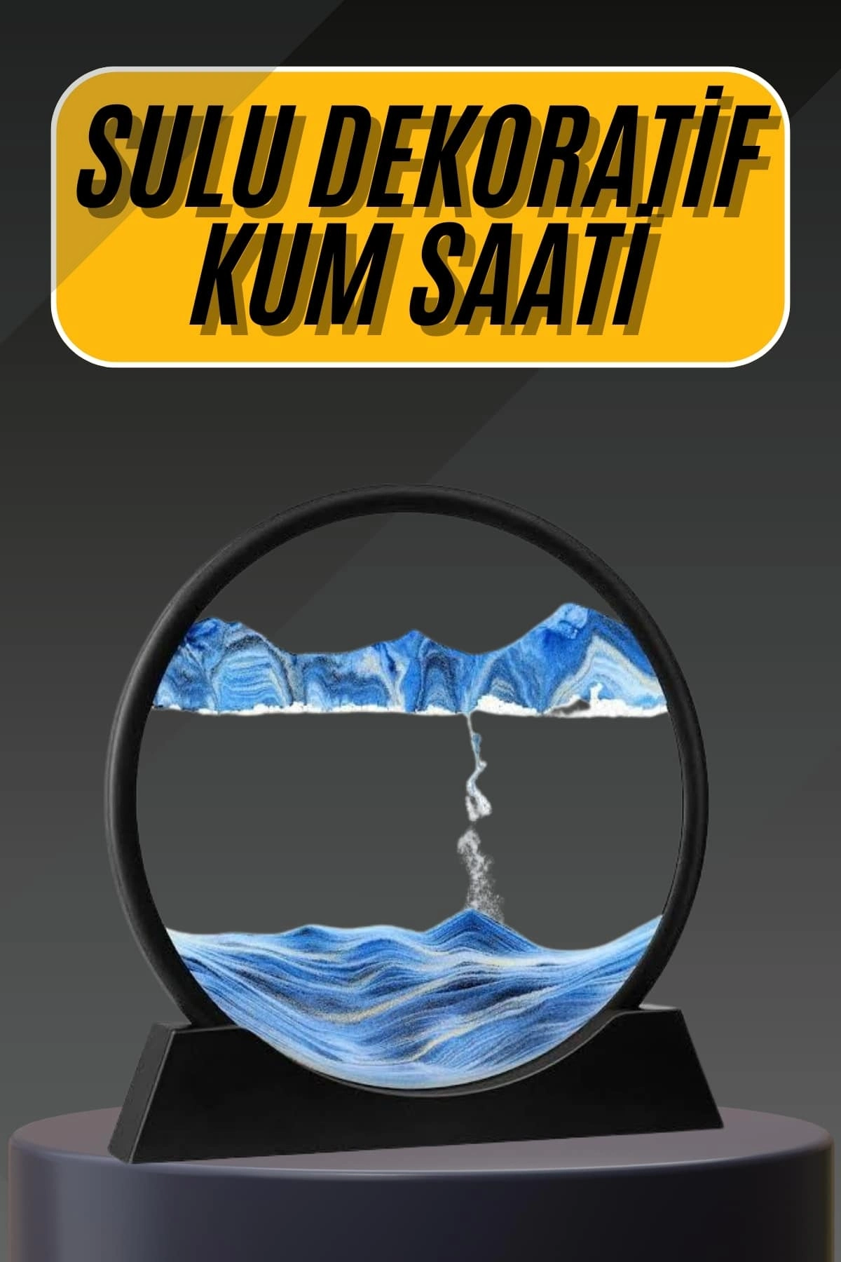 3d Led Işıklı Kum Saati Gece Lambası Hareketli Sulu Kum Saati Dekoratif ( Lisinya )