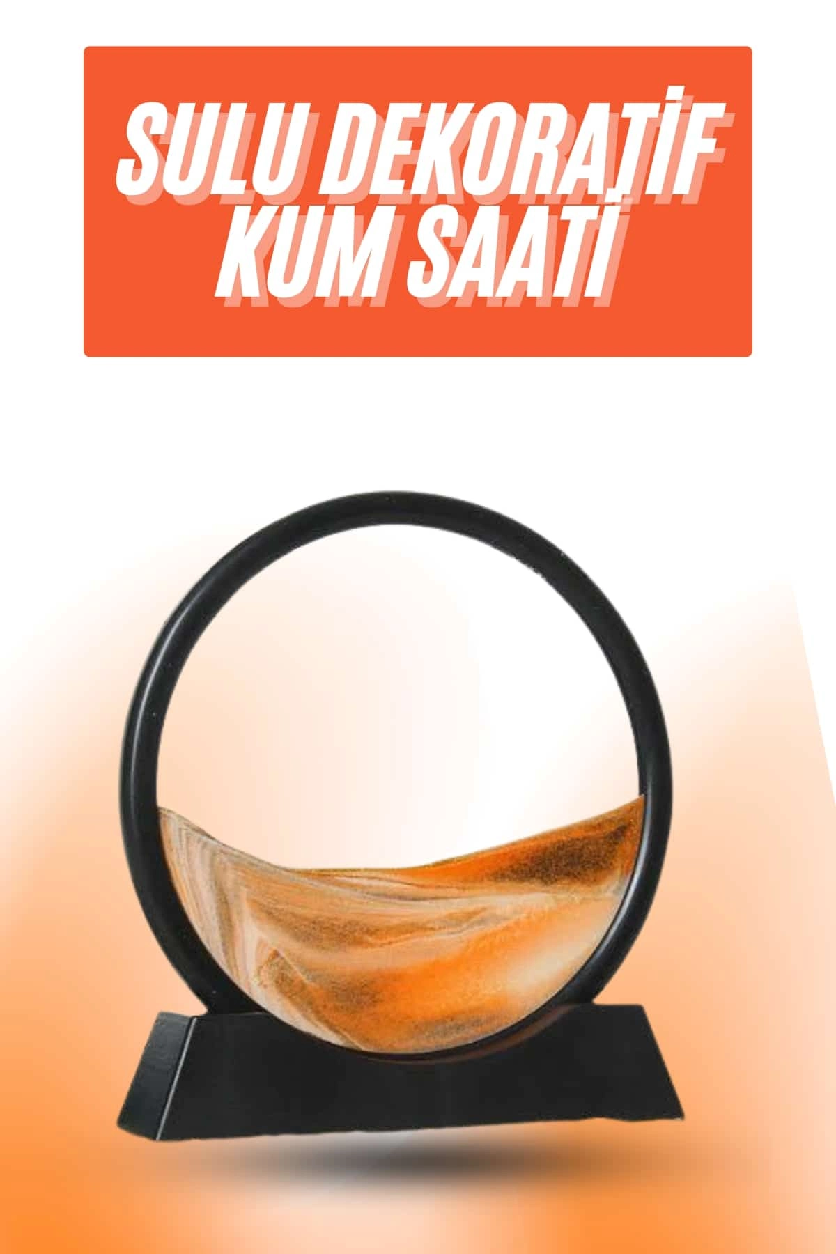 3d Led Işıklı Kum Saati Gece Lambası Hareketli Sulu Kum Saati Orta Boy ( Lisinya )