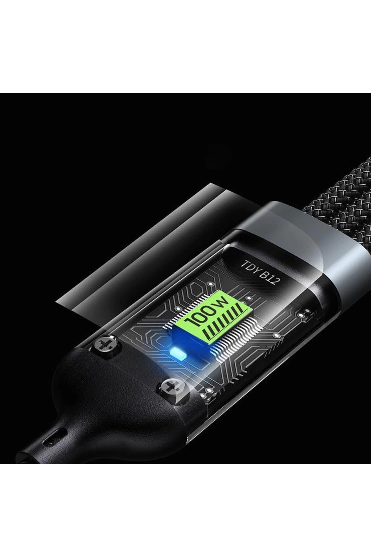 3in1 100w Hızlı Şarj Ve Data Kablosu, 1.2m Halat Örgü Kırılmaz Uç, Usb-c Lightning Micro Uyumlu, Dayanıklı Çoklu Cihaz Şarj Kablosu ( Lisinya )