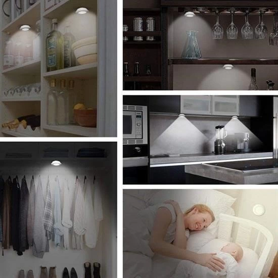 3lü Uzaktan Kumandalı Pilli Yapışkanlı Kablosuz Led Spot Lambalar ( Lisinya )