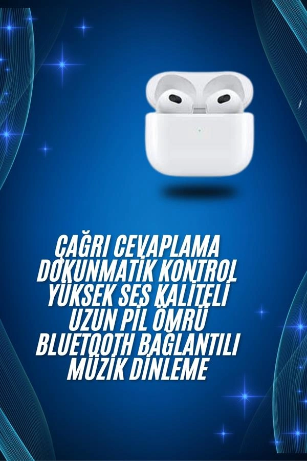 3.nesil İos Android Uyumlu Bluetooth 5.0 Beyaz Çağrı Cevaplama ( Lisinya )