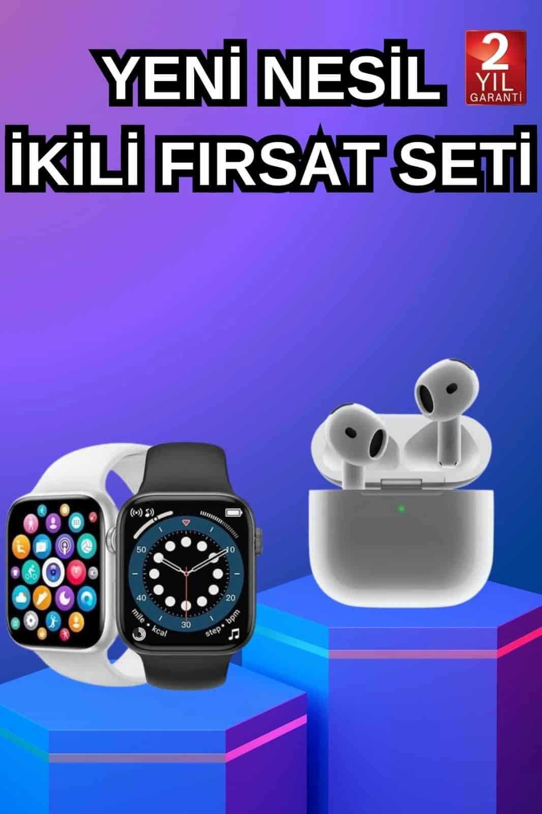 3.nesil Tws Bluetooth Kulaklık Ve Dokunmatik Ekran Akıllı Saat Sesli Görüşme ( Lisinya )