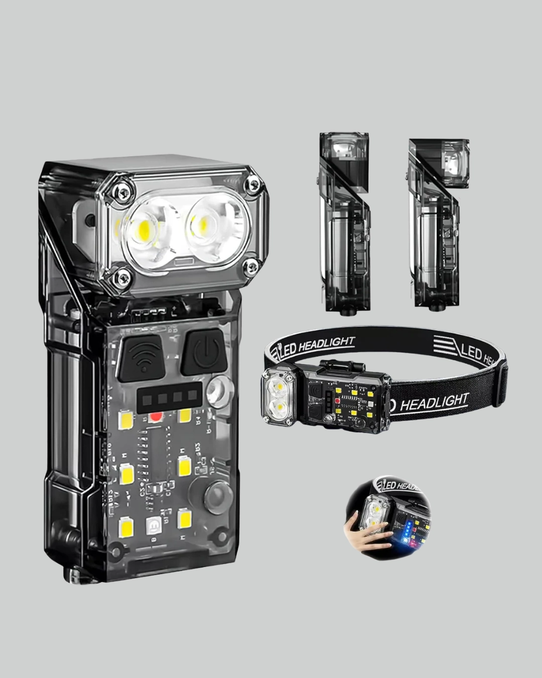 3’ü 1 Arada Led Far Şarj Edilebilir Sensörlü Manyetik 10 Saat Kullanım ( Lisinya )