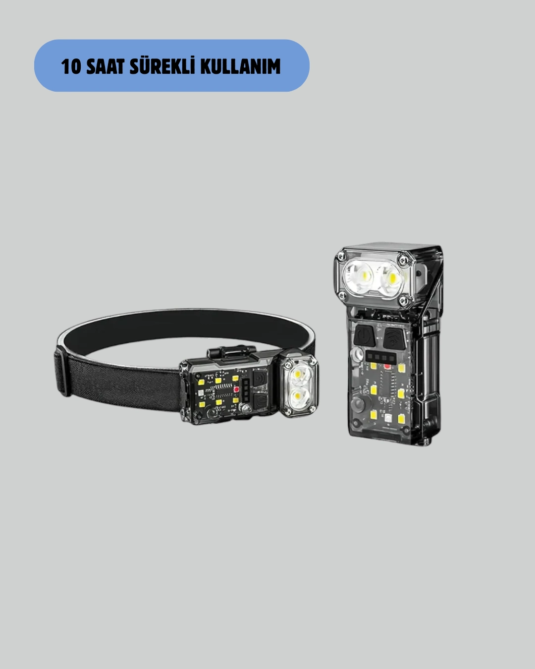 3’ü 1 Arada Led Far Şarj Edilebilir Sensörlü Manyetik 10 Saat Kullanım ( Lisinya )