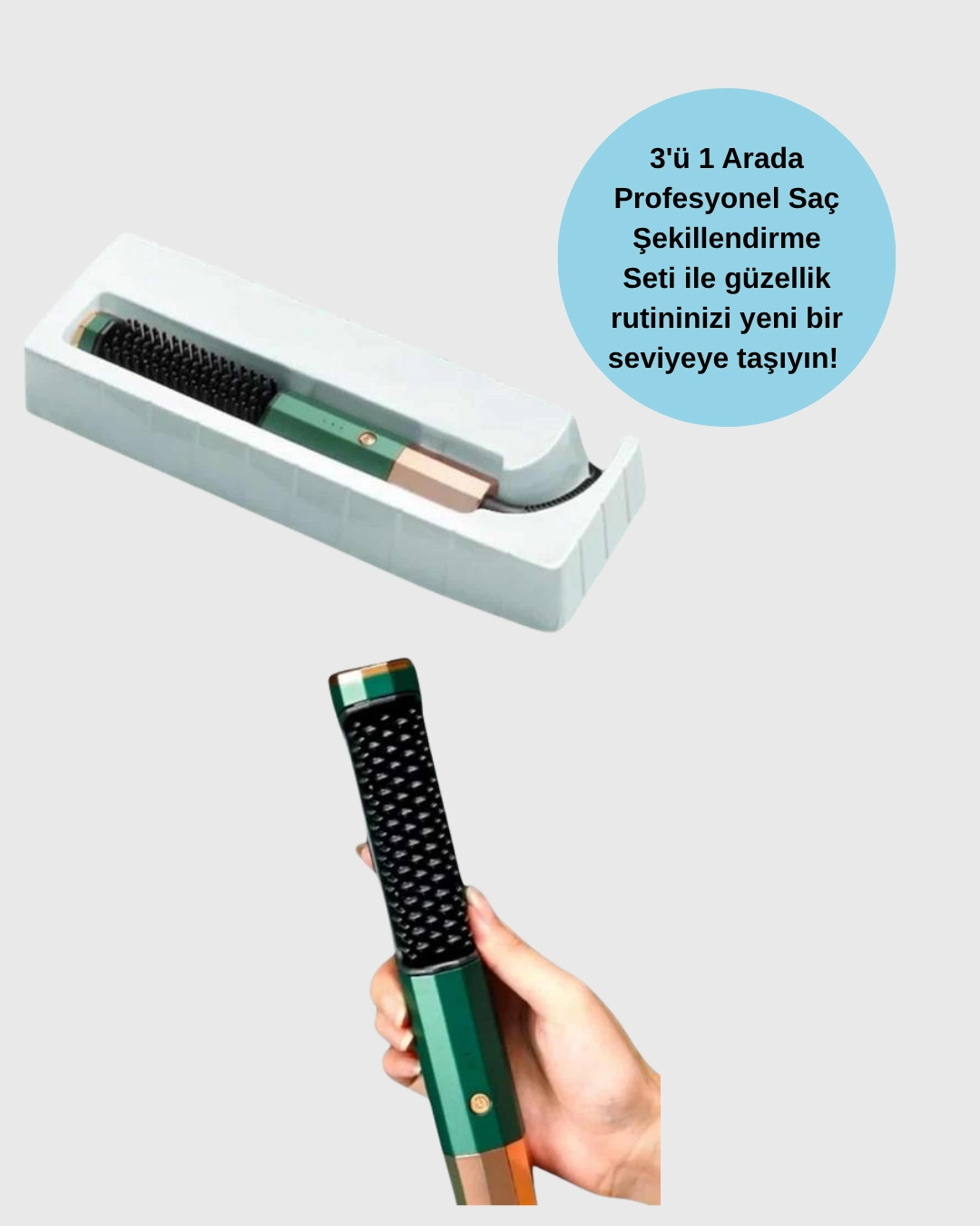 3’ü 1 Arada Saç Şekillendirme Seti – Kurutma, Düzleştirme, Tarama ( Lisinya )