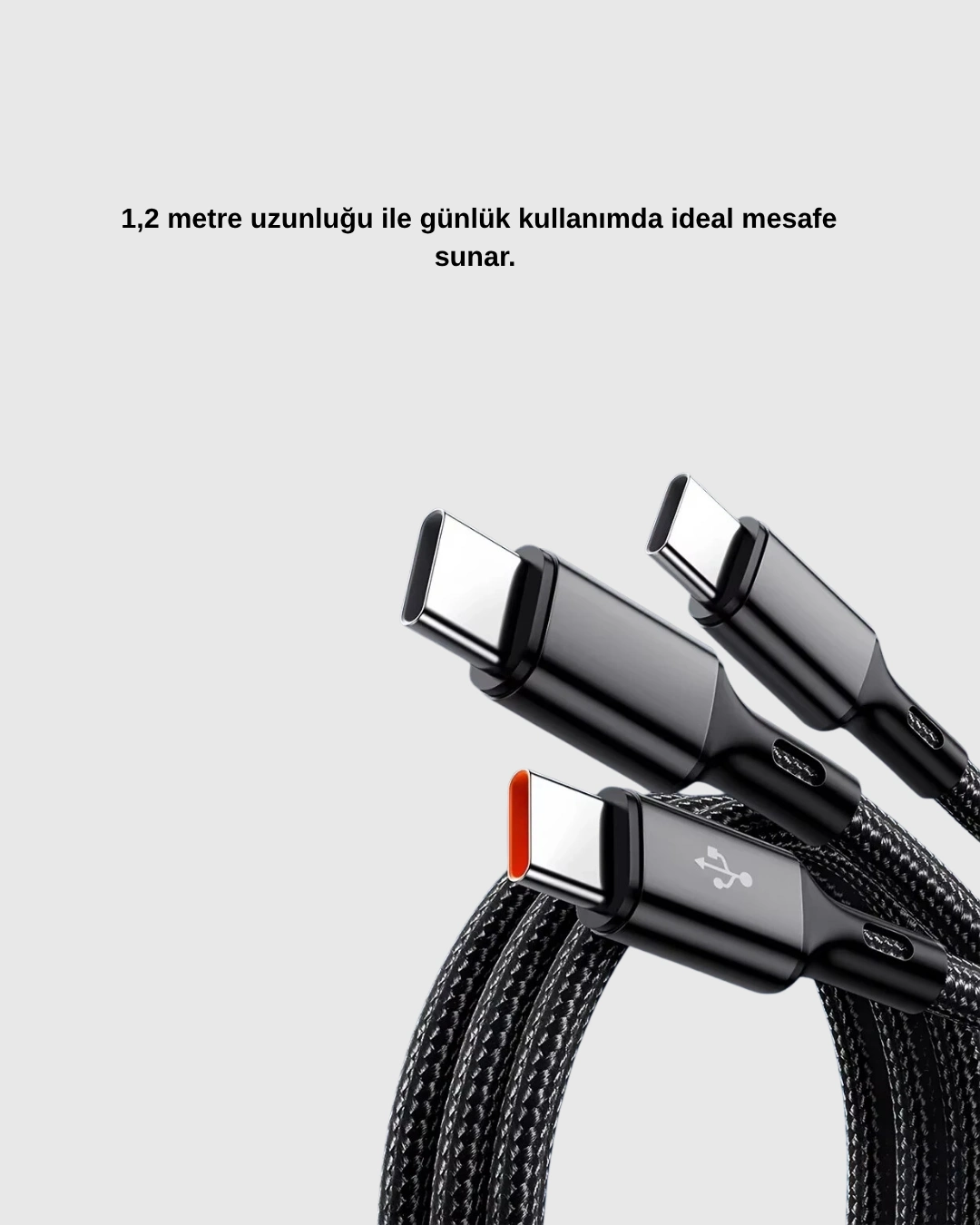 3’ü 1 Arada Şarj Kablosu Type-c İos Android Uyumlu Hızlı Ve Güvenli Şarj ( Lisinya )