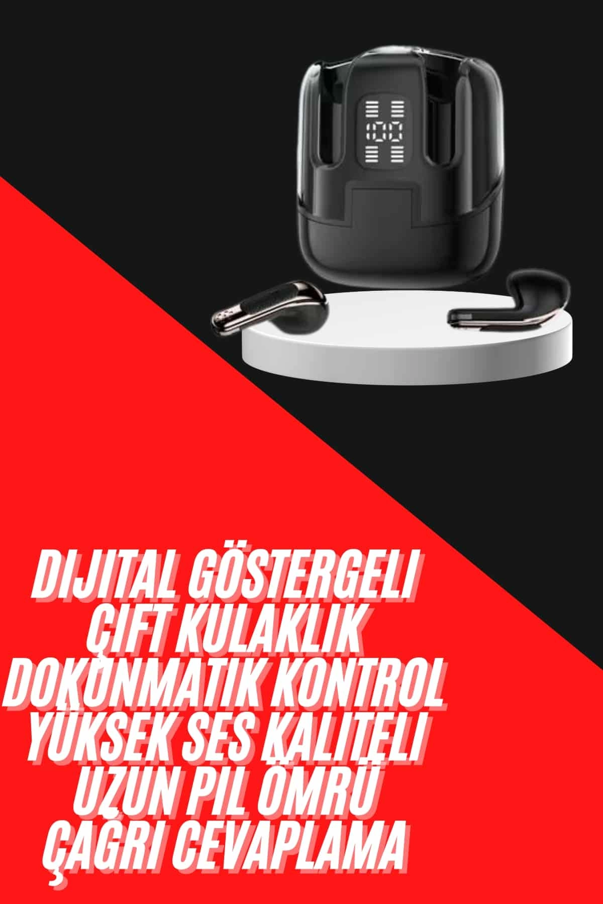 4 Adet Çift Kulaklık Dijital Göstergeli Yüksek Ses Kaliteli Bluetooth Kulaklık ( Lisinya )