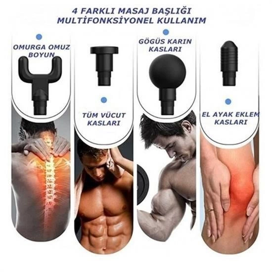 4 Başlıklı 6 Seviye Hız Ayarlı Vurmalı Kas Yoğurmalı Titreşimli Masaj Tabancası Aleti ( Lisinya ) 4 Başlıklı 6 Seviye Hız Ayarlı Vurmalı Kas Yoğurmalı Titreşimli Masaj Tabancası Aleti ( Lisinya )
