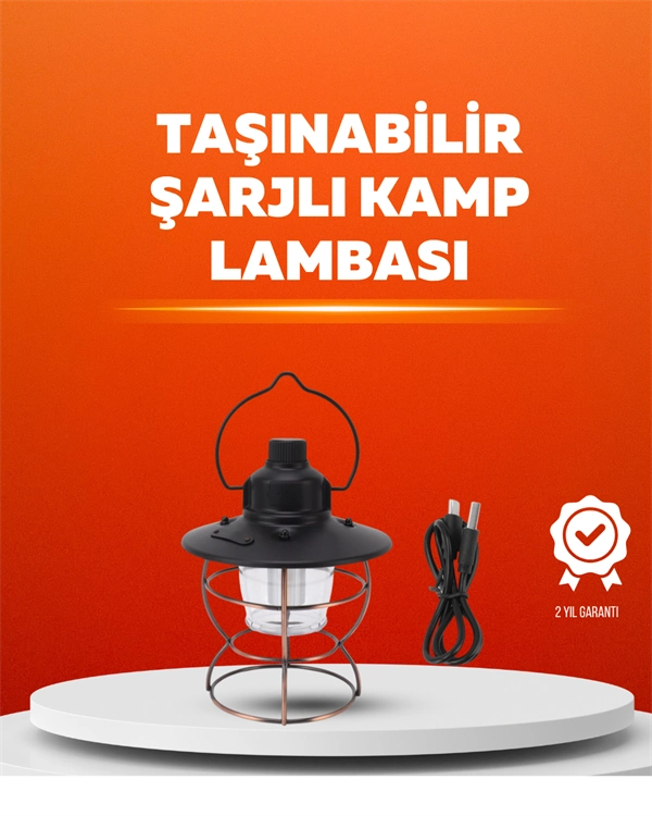 4 Fonksiyonlu Dekoratif Kamp Lambası – Tungsten Ampul, Usb Çıkışlı ( Lisinya )