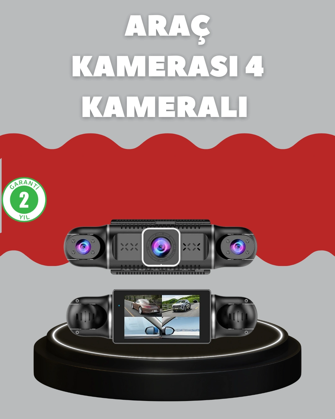 4 Kameralı Araç Kayıt Cihazı Full Hd Park İzleme Gece Görüş ( Lisinya )