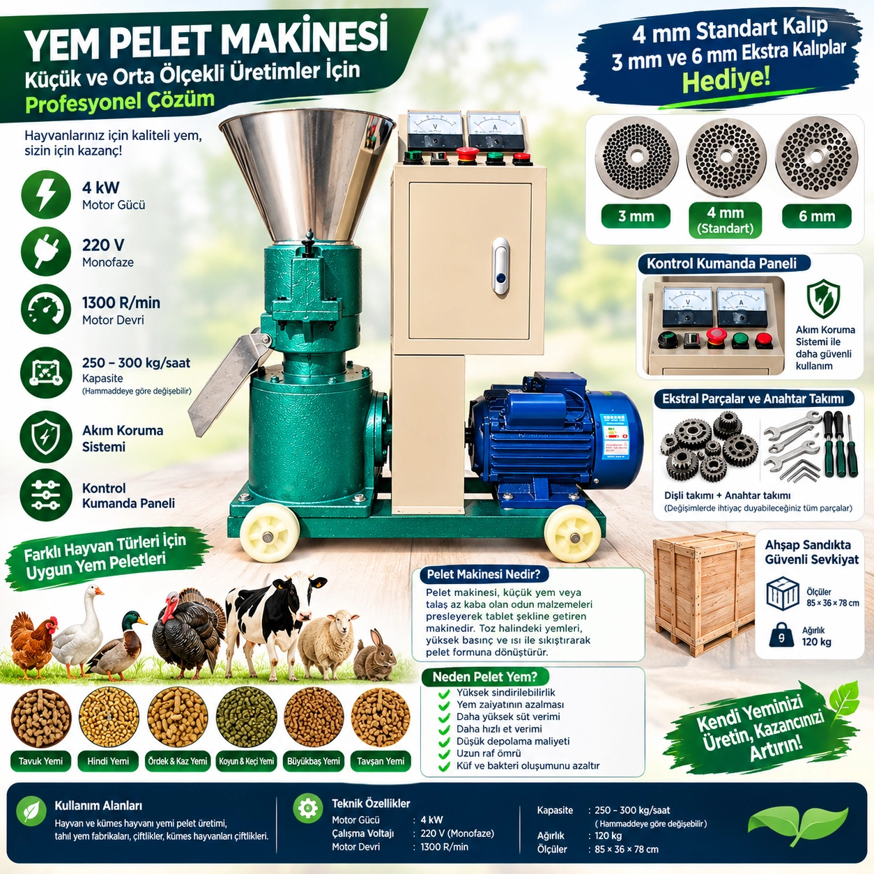 4 KW 220V Yem Pelet Makinesi Kontrol Panelli 3-4-6 Numara Elek ve Yedek Pres Dişlisi ( Lisinya ) 4 KW 220V Yem Pelet Makinesi Kontrol Panelli 3-4-6 Numara Elek ve Yedek Pres Dişlisi ( Lisinya )