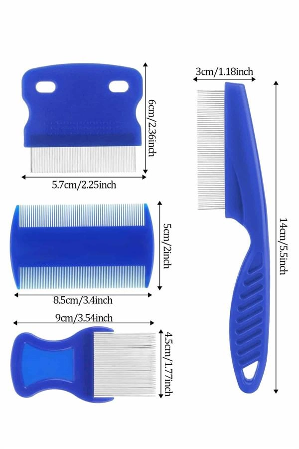 4'lü Bit Pire Tarağı Set Kedi Köpek Evcil Hayvan Tüy Toplayıcı Mavi ( Lisinya )