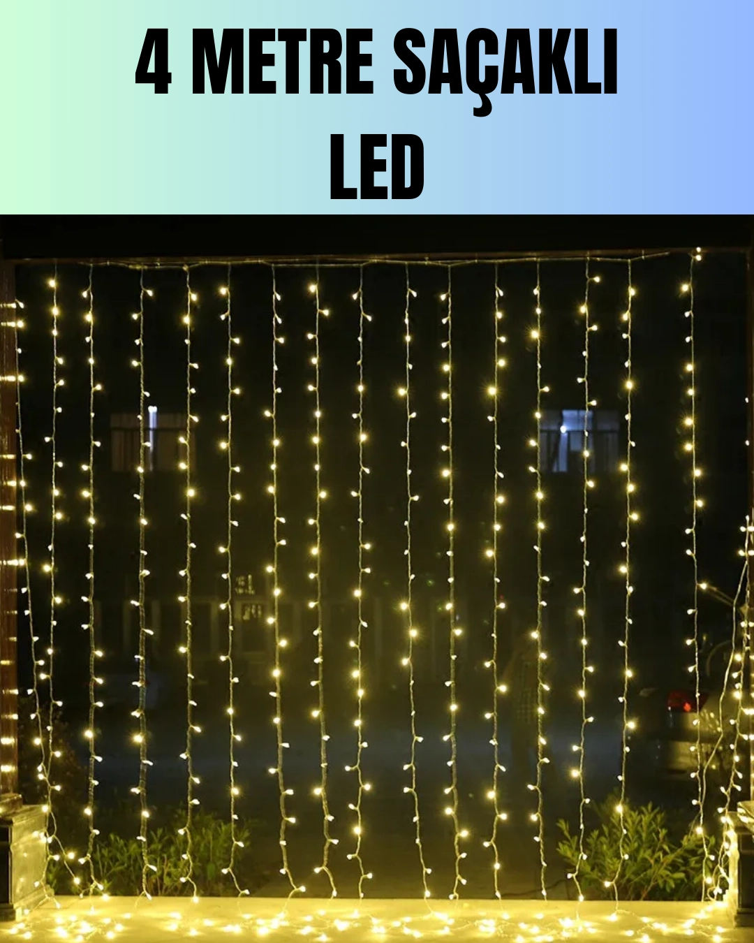 4 Metre Yılbaşı Şelale Led Perde Işık Ev Bahçe Dekor ( Lisinya )