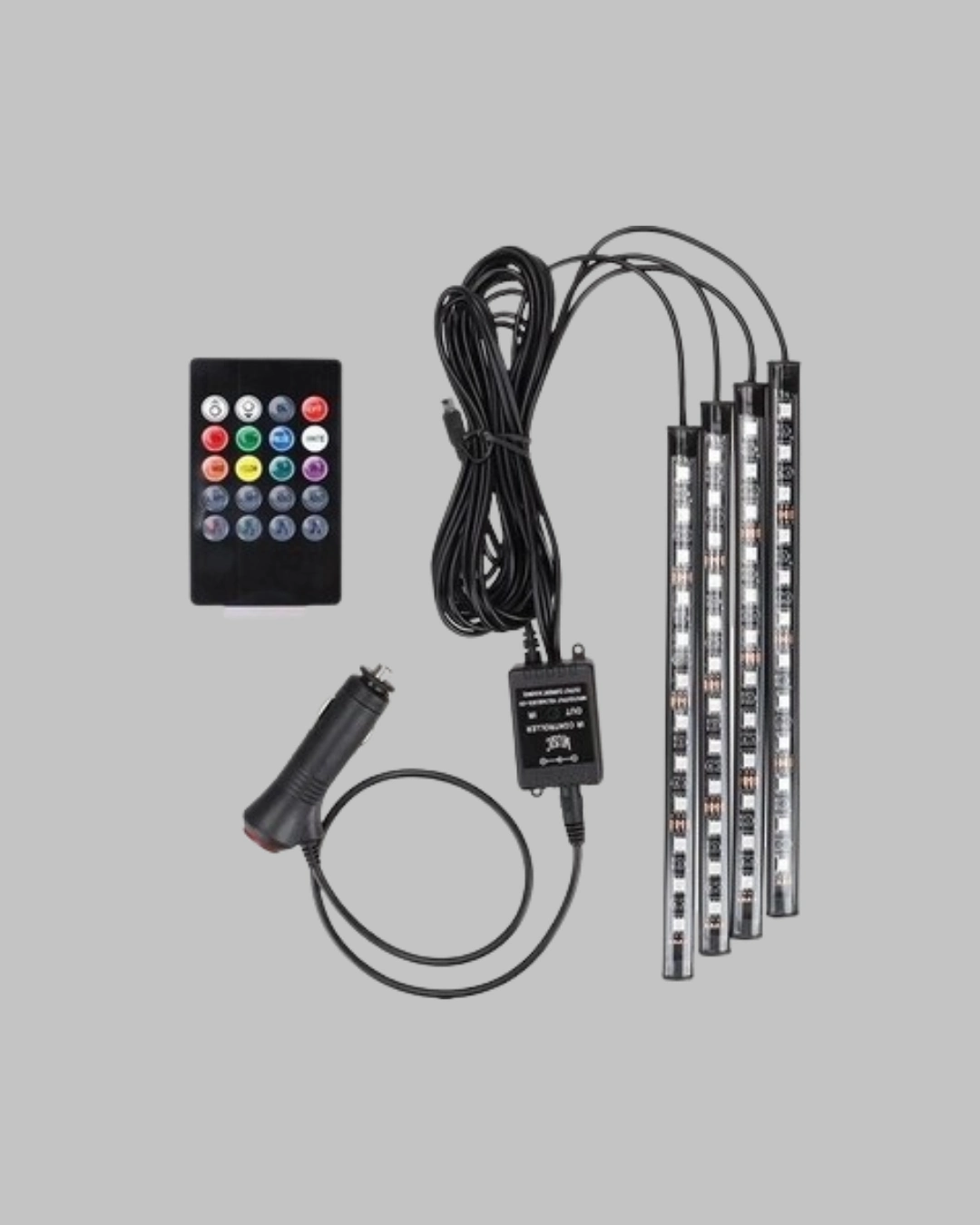 48 Led Araç İçi Rgb Şerit Aydınlatma Müzik Senkron Usb Kumandalı Set ( Lisinya )