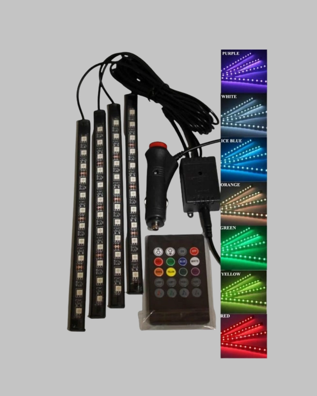 48 Led Araç İçi Rgb Şerit Aydınlatma Müzik Senkron Usb Kumandalı Set ( Lisinya )