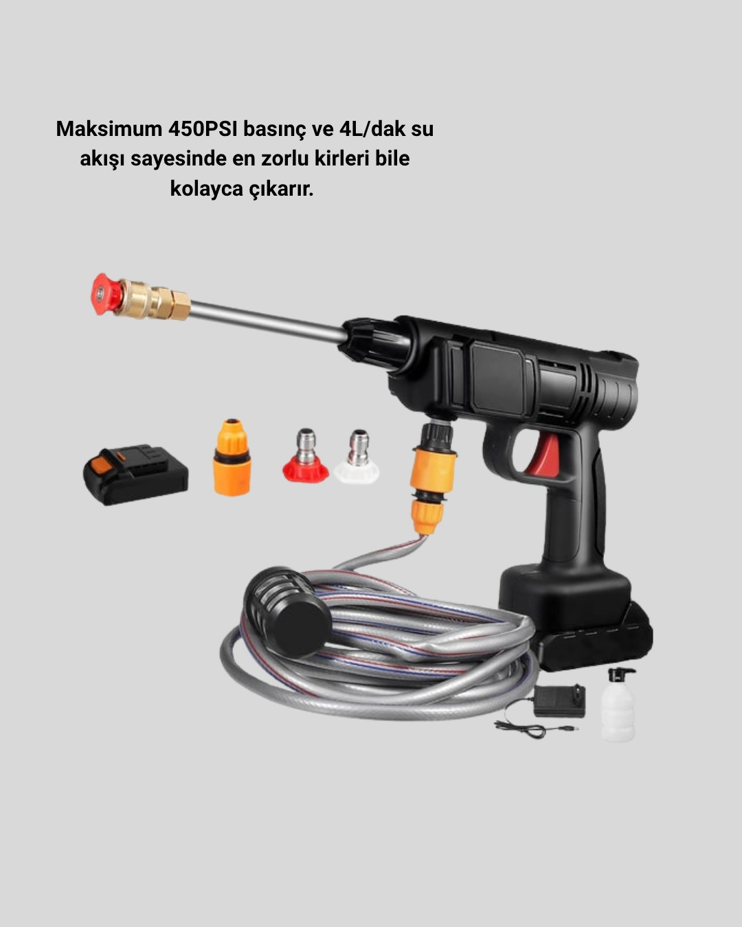 48v Kablosuz Yıkama Makinesi – 2 Pil, Köpük Tankı Ve Ayarlanabilir ( Lisinya )