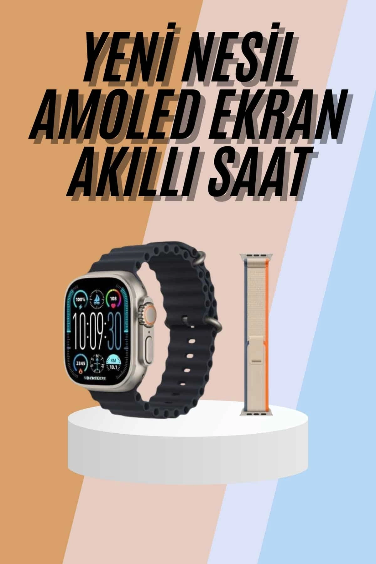 49mm Akıllı Saat Amoled Ekranlı Kadın Erkek Kol Saati Plastik Kordon ( Lisinya )