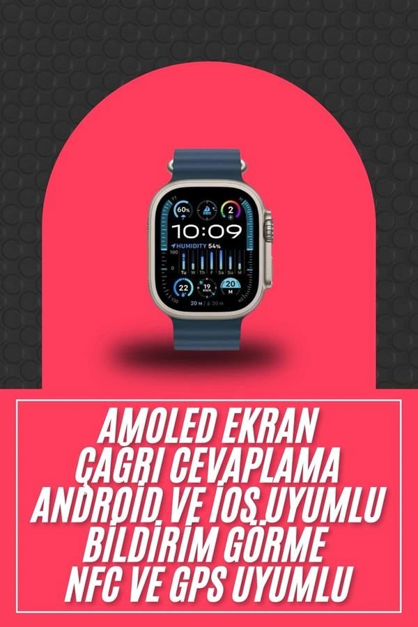 49mm Akıllı Saat Amoled Ekranlı Kadın Erkek Kol Saati Plastik Kordon ( Lisinya )