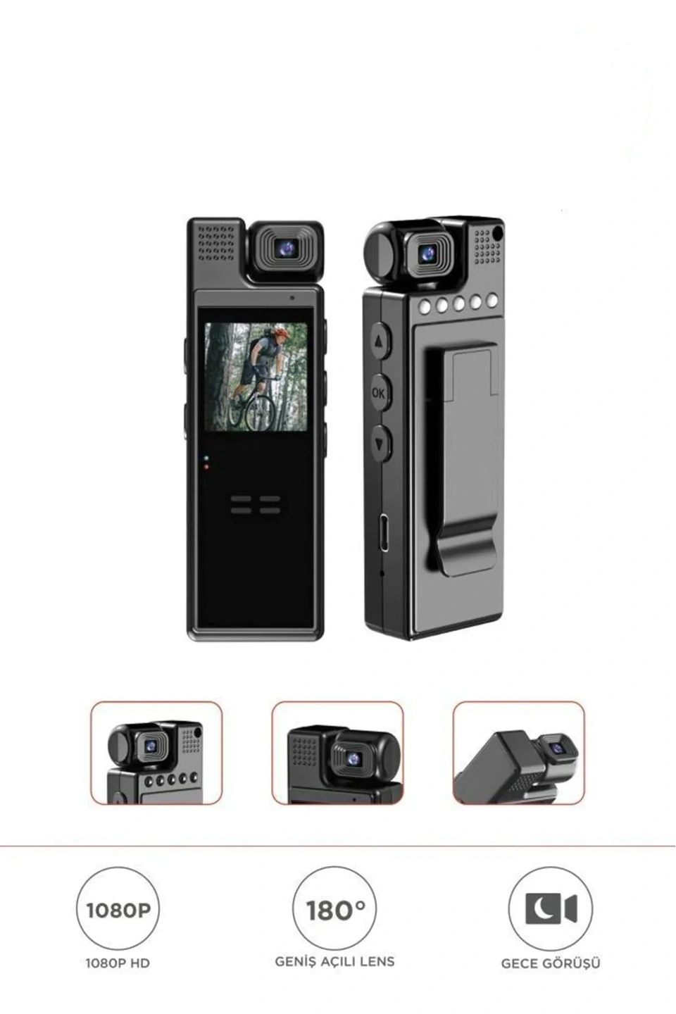 4k 180 Derece Vücut Kamerası Kablosuz Gece Görüşlü Aksiyon Kamerası ( Lisinya )