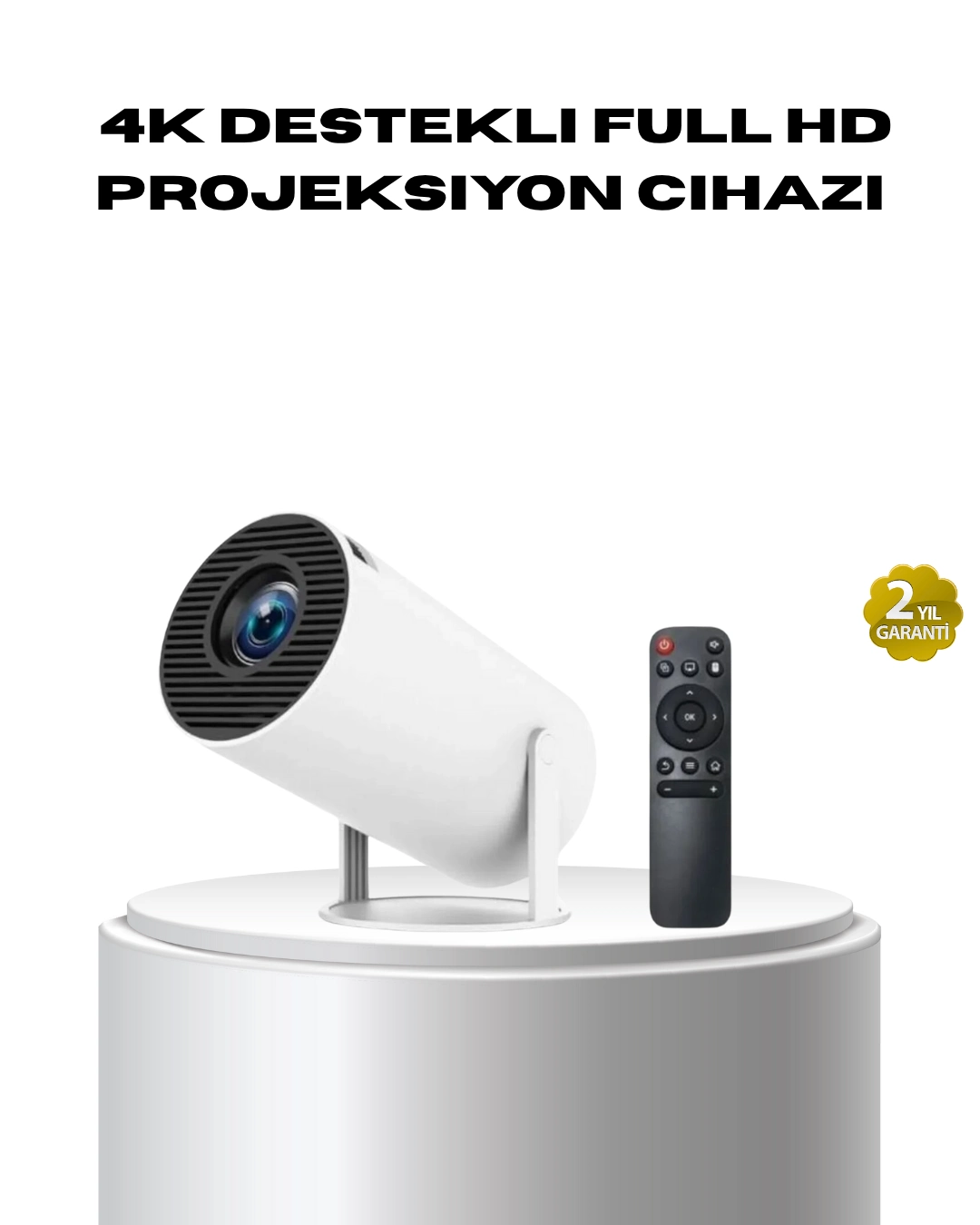 4k Destekli Full Hd Projeksiyon Cihazı – 130 İnç Geniş Ekran, Kablosuz Ve Hdmı Bağlantılı ( Lisinya )
