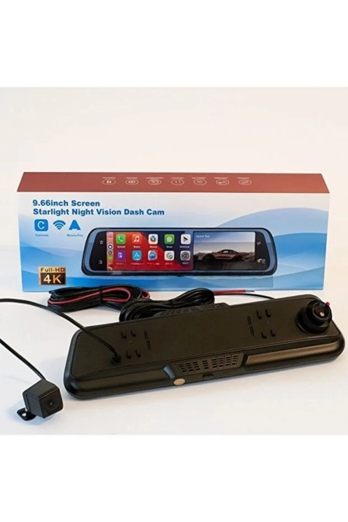 4k Ips Ekran Tam Dokunmatik 9.66” Dikiz Ayna Araç Içi Kamera (4k Ön 1080p Arka) | Carplay ( Lisinya )