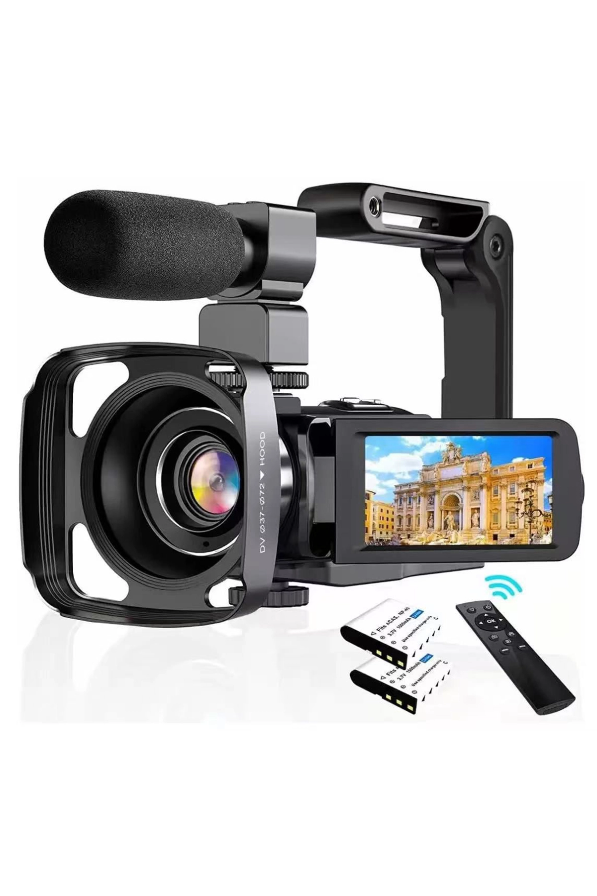 4k Vlog Dijital Video Kamera Kablosuz 48mp 16x Kaydedici Fotoğrafçılık 3.0’’ıps Dokunmatik Ekran Mikrofon Çift Batarya ( Lisinya )