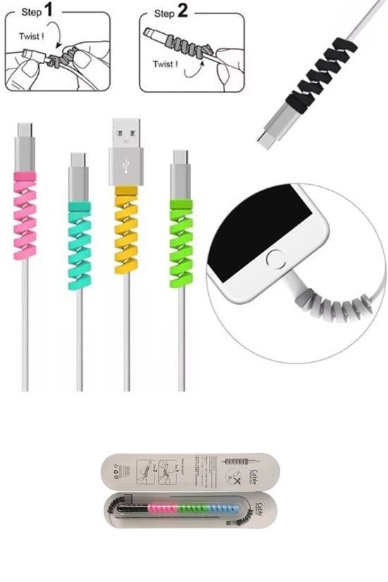 4lü Apple, Android Şaj Kablosu Koruyucu Silikon Spiral Yay Aparat ( Lisinya ) 4lü Apple, Android Şaj Kablosu Koruyucu Silikon Spiral Yay Aparat ( Lisinya )