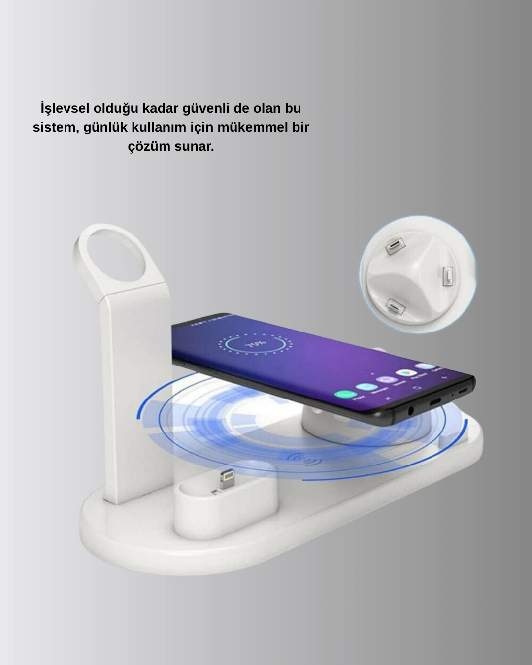 4’lü Apple Kablosuz Şarj Standı İphone Watch Ve Airpods Çoklu Şarjlı ( Lisinya )