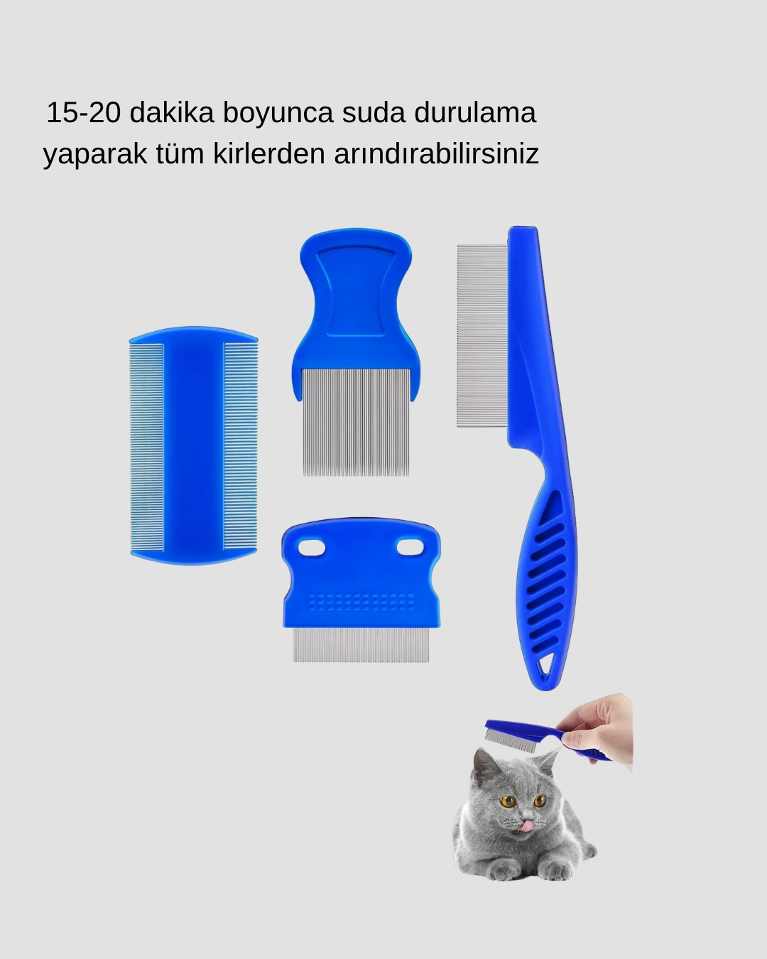 4’lü Evcil Hayvan Tüy Temizleme Seti – Paslanmaz Çelik,plastik, Pratik Ve Hijyenik Bakım ( Lisinya )